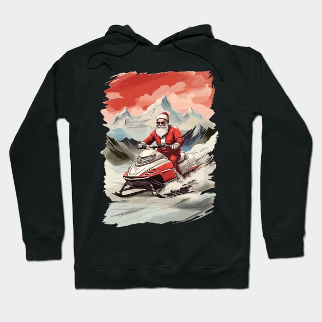 GTA Style Santa riding a snowmobile is a funny Christmas gift Hoodie by GrafiqueDynasty